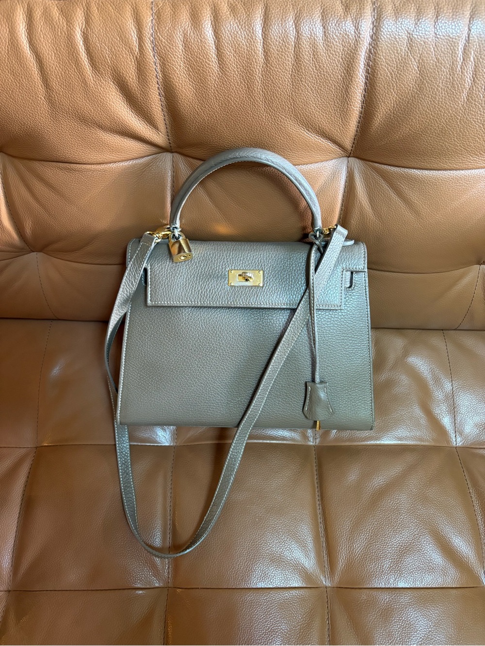 Buti Eva Women's Top Handle Leather Satchel in Taupe
